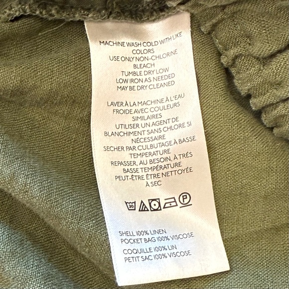 NWT by ANTHROPOLOGIE The Somerset Linen Shorts High Rise Olive Green Women's XL - Picture 8 of 9